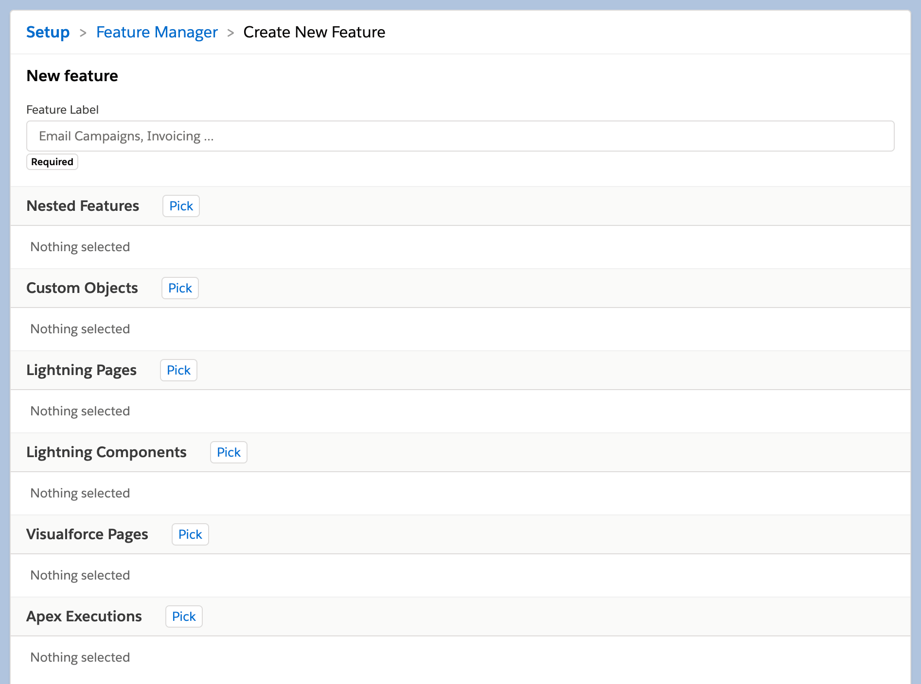 ISVapp Feature Management - Define a New Feature