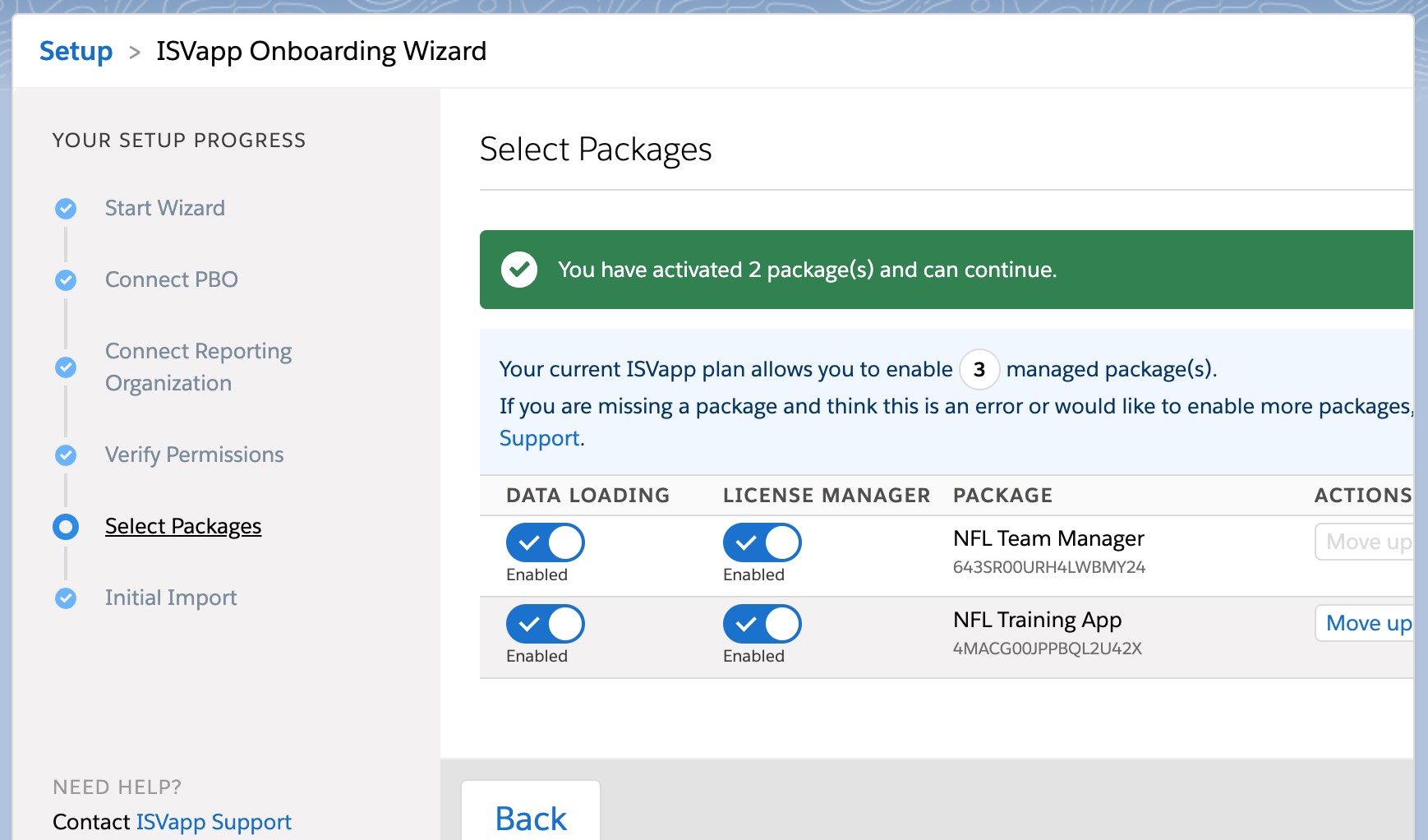 Track and configure multiple packages