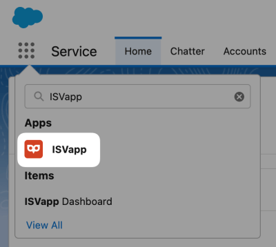 Find ISVapp in the App Launcher