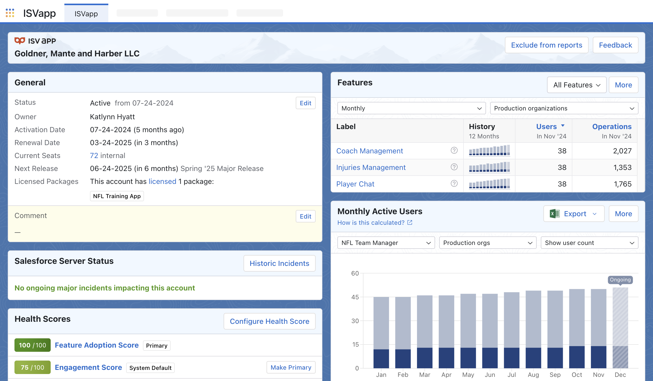 ISVapp Account Overview